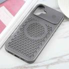 For iPhone 16 Pure Color Honeycomb Aromatherapy MagSafe Phone Case(Silver) - 2