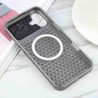 For iPhone 16 Pure Color Honeycomb Aromatherapy MagSafe Phone Case(Silver) - 3
