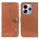 For Redmi Note 14 4G 164.84mm KHAZNEH Cowhide Texture Horizontal Flip Leather Phone Case(Brown) - 1