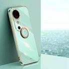 For vivo S19 XINLI Straight 6D Plating Gold Edge TPU Shockproof Case with Ring Holder(Mint Green) - 1