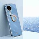 For vivo S19 XINLI Straight 6D Plating Gold Edge TPU Shockproof Case with Ring Holder(Celestial Blue) - 1