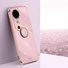 For vivo S19 XINLI Straight 6D Plating Gold Edge TPU Shockproof Case with Ring Holder(Cherry Purple) - 1