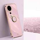 For vivo S19 Pro XINLI Straight 6D Plating Gold Edge TPU Shockproof Case with Ring Holder(Cherry Purple) - 1