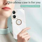 For vivo Y18 XINLI Straight 6D Plating Gold Edge TPU Shockproof Case with Ring Holder(White) - 3