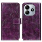 For Redmi Note 14 4G 164.84mm Retro Crazy Horse Texture Leather Phone Case(Purple) - 1