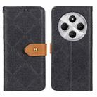 For Redmi 14C 4G European Floral Embossed Leather Phone Case(Black) - 1