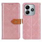 For Redmi Note 14 4G 163.25mm European Floral Embossed Leather Phone Case(Pink) - 1