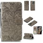 For Xiaomi Redmi 9 Lace Flower Horizontal Flip Leather Case with Holder & Card Slots & Wallet & Photo Frame(Grey) - 1