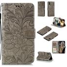 For Xiaomi Redmi 9A Lace Flower Horizontal Flip Leather Case with Holder & Card Slots & Wallet & Photo Frame(Grey) - 1