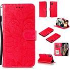 For Xiaomi Redmi 9A Lace Flower Horizontal Flip Leather Case with Holder & Card Slots & Wallet & Photo Frame(Red) - 1