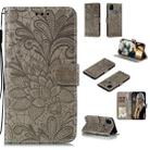 For Xiaomi Redmi 9C Lace Flower Horizontal Flip Leather Case with Holder & Card Slots & Wallet & Photo Frame(Grey) - 1