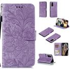 For Huawei Honor Play 4T Pro Lace Flower Horizontal Flip Leather Case with Holder & Card Slots & Wallet & Photo Frame(Purple) - 1