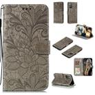 For Samsung Galaxy Note20 Lace Flower Horizontal Flip Leather Case with Holder & Card Slots & Wallet & Photo Frame(Grey) - 1