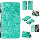 For Samsung Galaxy Note20 Lace Flower Horizontal Flip Leather Case with Holder & Card Slots & Wallet & Photo Frame(Green) - 1