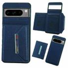 For Google Pixel 6a Solid Color Metal Buckle Card Slots Bag Phone Case(Blue) - 1