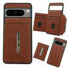 For Google Pixel 7 Pro Solid Color Metal Buckle Card Slots Bag Phone Case(Brown) - 1