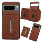 For Google Pixel 8 Solid Color Metal Buckle Card Slots Bag Phone Case(Brown) - 1