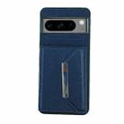 For Google Pixel 8 Pro Solid Color Metal Buckle Card Slots Bag Phone Case(Blue) - 2