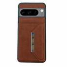 For Google Pixel 8a Solid Color Metal Buckle Card Slots Bag Phone Case(Brown) - 2