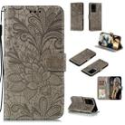 For Samsung Galaxy Note20 Ultra Lace Flower Horizontal Flip Leather Case with Holder & Card Slots & Wallet & Photo Frame(Grey) - 1