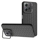 For Xiaomi Redmi Note 12 4G Global Honeycomb Radiating Lens Holder TPU Phone Case(Black) - 1