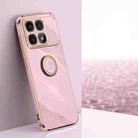 For Redmi K70 Ultra XINLI Straight Edge 6D Electroplate TPU Phone Case with Ring Holder(Cherry Purple) - 1