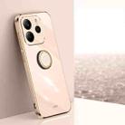 For Redmi Note 14 5G Global XINLI Straight Edge 6D Electroplate TPU Phone Case with Ring Holder(Pink) - 1