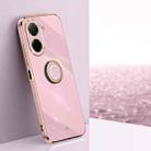For Redmi A5 4G 171.7mm / Poco C71 XINLI Straight Edge 6D Electroplate TPU Phone Case with Ring Holder(Cherry Purple) - 1