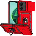 For Xiaomi Redmi 13C Sliding Camshield Holder Phone Case(Red) - 1