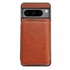 For Google Pixel 9 / 9 Pro Solid Color Zipper 11-Card Slots Bag Phone Case with Lanyard(Brown) - 2