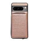 For Google Pixel 8 Solid Color Zipper 11-Card Slots Bag Phone Case with Lanyard(Rose Gold) - 2