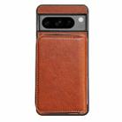 For Google Pixel 8 Solid Color Zipper 11-Card Slots Bag Phone Case with Lanyard(Brown) - 2
