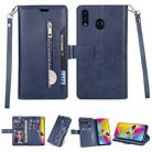 For Huawei Y6 (2019) / Honor 8A 2020 Multifunctional Zipper Horizontal Flip Leather Case with Holder & Wallet & 9 Card Slots & Lanyard(Blue) - 1