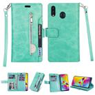 For Huawei Y6 (2019) / Honor 8A 2020 Multifunctional Zipper Horizontal Flip Leather Case with Holder & Wallet & 9 Card Slots & Lanyard(Mint Green) - 1