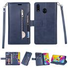 For Huawei Y7 (2019) / Enjoy 9 Multifunctional Zipper Horizontal Flip Leather Case with Holder & Wallet & 9 Card Slots & Lanyard(Blue) - 1