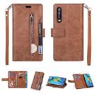 For Huawei P30 Multifunctional Zipper Horizontal Flip Leather Case with Holder & Wallet & 9 Card Slots & Lanyard(Brown) - 1