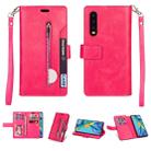 For Huawei P30 Multifunctional Zipper Horizontal Flip Leather Case with Holder & Wallet & 9 Card Slots & Lanyard(Rose Red) - 1