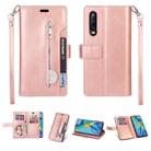 For Huawei P30 Multifunctional Zipper Horizontal Flip Leather Case with Holder & Wallet & 9 Card Slots & Lanyard(Rose Gold) - 1