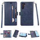 For Huawei P30 Pro Multifunctional Zipper Horizontal Flip Leather Case with Holder & Wallet & 9 Card Slots & Lanyard(Blue) - 1