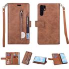 For Huawei P30 Pro Multifunctional Zipper Horizontal Flip Leather Case with Holder & Wallet & 9 Card Slots & Lanyard(Brown) - 1