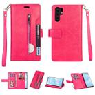 For Huawei P30 Pro Multifunctional Zipper Horizontal Flip Leather Case with Holder & Wallet & 9 Card Slots & Lanyard(Rose Red) - 1