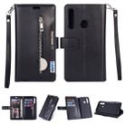 For Huawei P smart 2019 / P Smart+ / Enjoy 9s Multifunctional Zipper Horizontal Flip Leather Case with Holder & Wallet & 9 Card Slots & Lanyard(Black) - 1