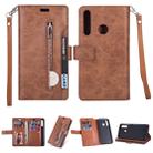 For Huawei P smart 2019 / P Smart+ / Enjoy 9s Multifunctional Zipper Horizontal Flip Leather Case with Holder & Wallet & 9 Card Slots & Lanyard(Brown) - 1