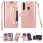 For Huawei P smart 2019 / P Smart+ / Enjoy 9s Multifunctional Zipper Horizontal Flip Leather Case with Holder & Wallet & 9 Card Slots & Lanyard(Rose Gold) - 1