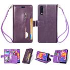 For Huawei P20 Multifunctional Zipper Horizontal Flip Leather Case with Holder & Wallet & 9 Card Slots & Lanyard(Purple) - 1