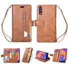 For Huawei P20 Multifunctional Zipper Horizontal Flip Leather Case with Holder & Wallet & 9 Card Slots & Lanyard(Brown) - 1