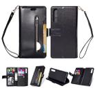 For Huawei P20 Pro Multifunctional Zipper Horizontal Flip Leather Case with Holder & Wallet & 9 Card Slots & Lanyard(Black) - 1
