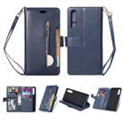 For Huawei P20 Pro Multifunctional Zipper Horizontal Flip Leather Case with Holder & Wallet & 9 Card Slots & Lanyard(Blue) - 1