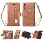 For Huawei P20 Pro Multifunctional Zipper Horizontal Flip Leather Case with Holder & Wallet & 9 Card Slots & Lanyard(Brown) - 1
