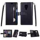 For Huawei Mate 20 Multifunctional Zipper Horizontal Flip Leather Case with Holder & Wallet & 9 Card Slots & Lanyard(Black) - 1